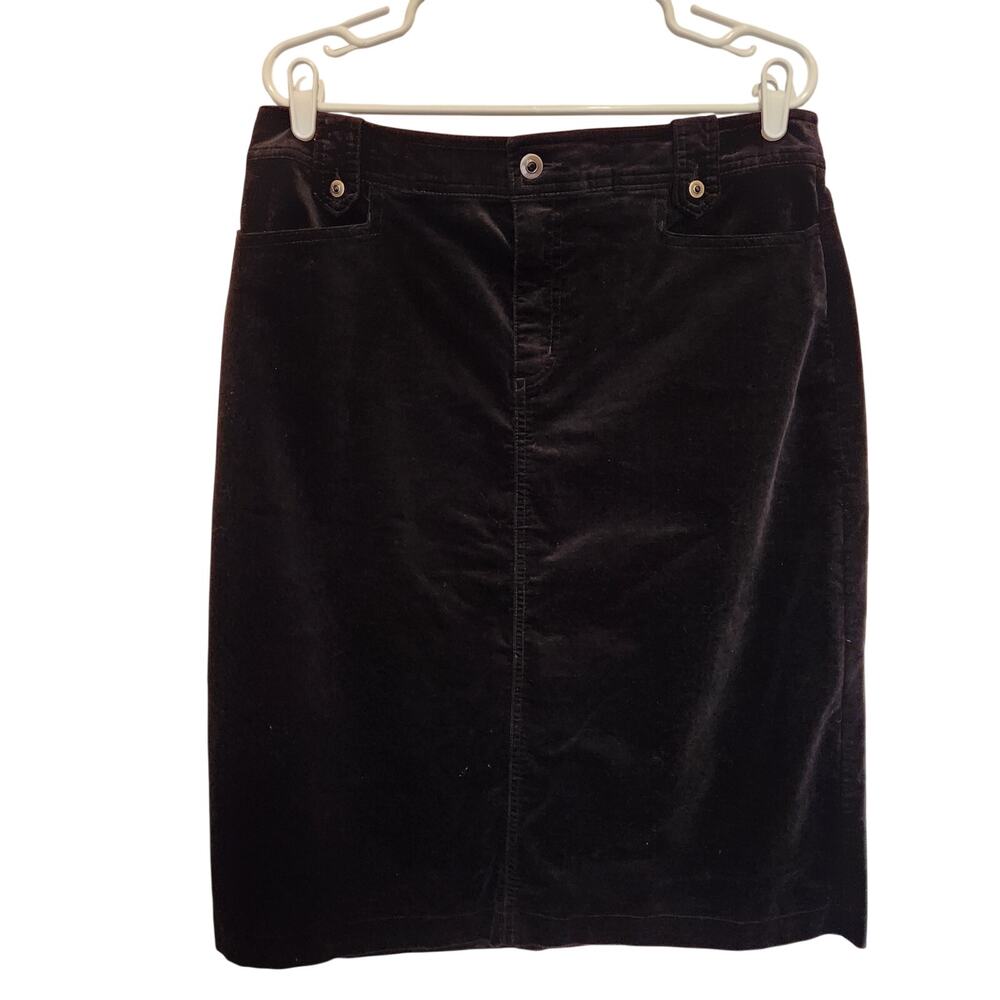 Christopher & Banks Vintage Black Soft Corduroy Pencil Knee Length Skirt Size 12